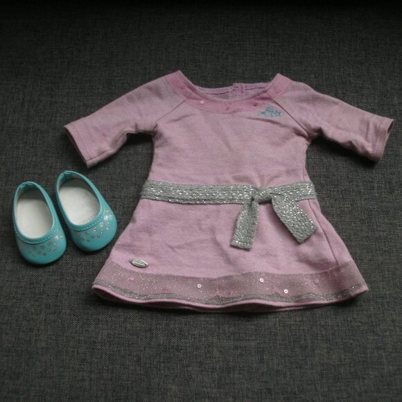 American Girl Other - AMERICAN GIRL Doll TRULY ME outfit Purple Lilac Dress & Blue with Silver Shoes